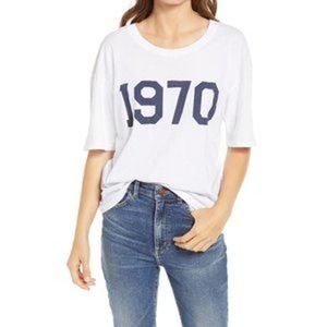 NEW Treasure & Bond White & Navy Short Sleeve 1970  100% Cotton T-Shirt Size XXL